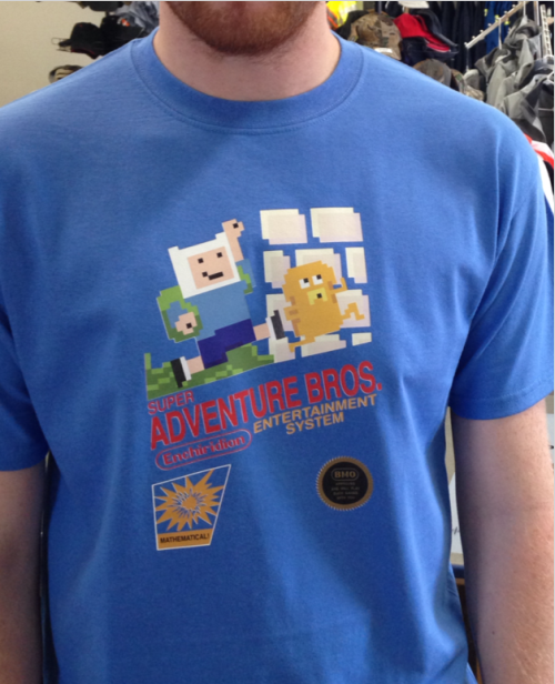 made my co-worker a Finn blue Super Adventure Bros shirt