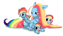 askrecordfluttershy:  musical-medic: veedeerest: askrecordfluttershy: veedeerest: lemontimepony: askrecordfluttershy: Future rainbow dash  So cute!  Actually, this is supposed to be Rainbow Dash’s mom and her sisters. I tried finding a source, but this