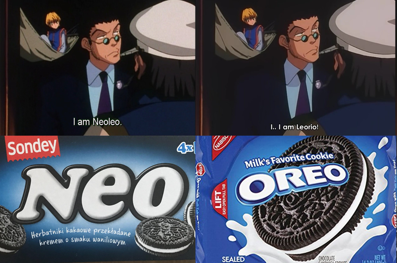 Fresh from the meme market — Iyami's face on Leorio from HxH