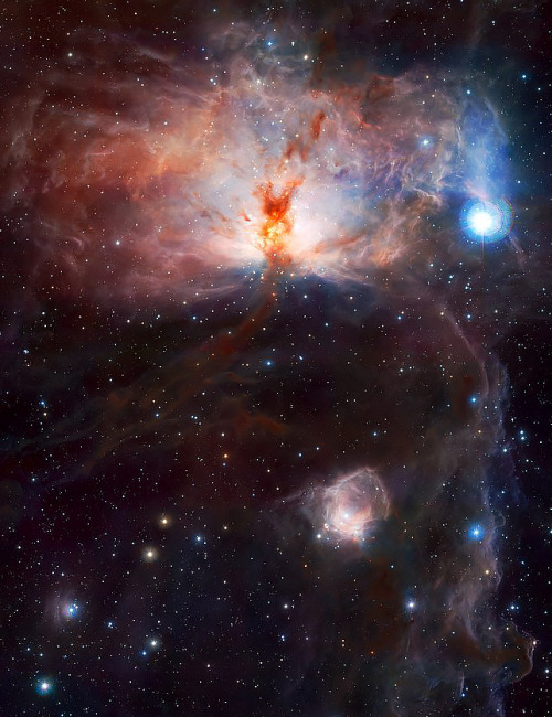 Hidden fires of Flame Nebula