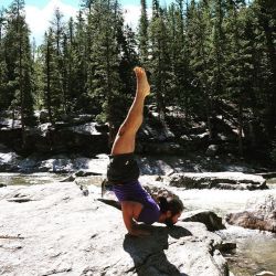 deftyogadudes:  Ganda Bherundasana. Translation: Formidable Face Pose. Commonly known as chin stand. This pose is an amazing back bend but it is what I find one of the hardest poses to do at my current level. Backdrop is the Rapids just past Devils punch