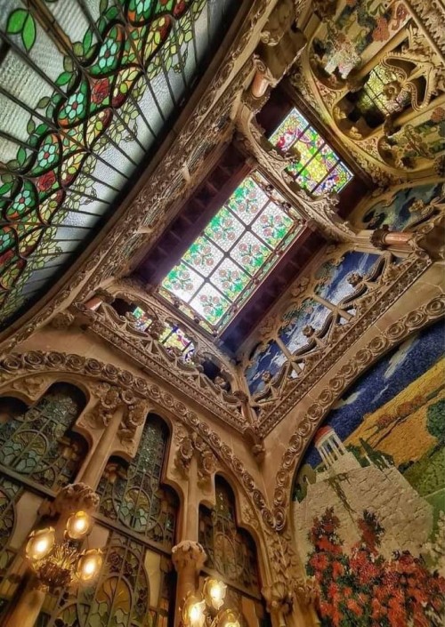 legendary-scholar:  Inside Casa Navàs in the city of Reus, Catalonia, Spain. It was designed by the architect  Lluís Domènech i Montaner and built in 1901 -1907.