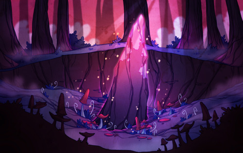 Another Mushroom Fairy concept illustration, this time showing a mysterious glowing rock found in th