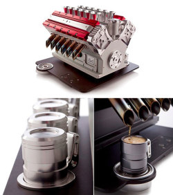 spectre-130:  specialcar:  V12 Engine Espresso Machine  So gimmicky, I like it.