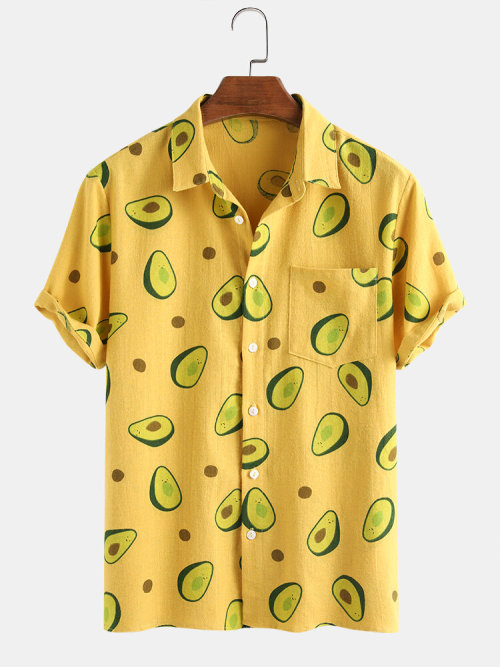 colorfultimetravelbeard:Summer Avocado Flower Leaf Plant Print Summer Shirts And Floral BlousesGet a