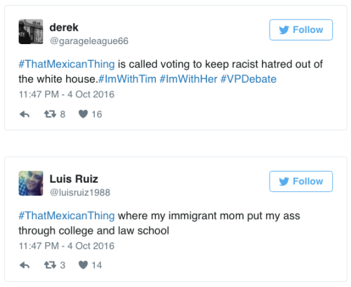 pokenursejoy:the-movemnt: #ThatMexicanThing makes sure Mike Pence can’t just shrug off Trump’s racis