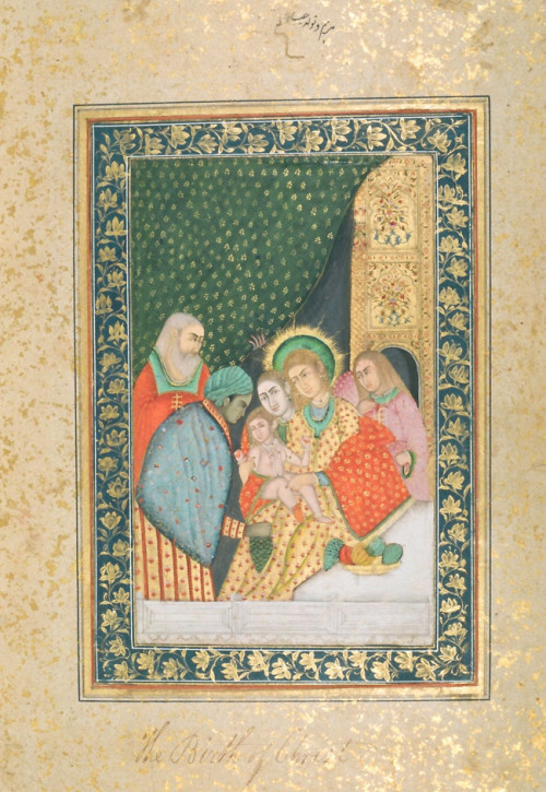 eastiseverywhere:Unknown Mughal artistMother Mary and Child ChristIndia (mid-1700s, Muhammad Shah pe