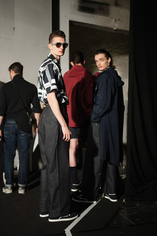 Backstage at the E.Tautz Spring/Summer 16 show, London