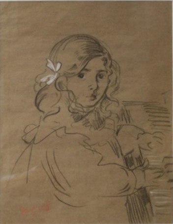 René-Georges Hermann-Paul (1874–1940)Portrait de jeune fille;  Fillette au piano , 1899