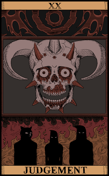 monoklok:dead-klokateer ’s art challenge, DethTAROT I finished drawing Facebones as Judgement! But