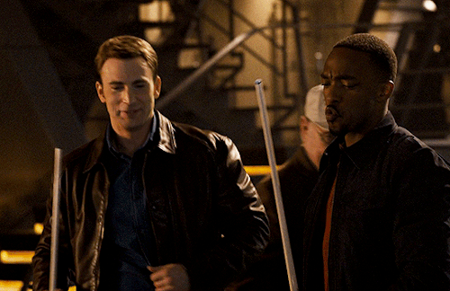 sersi:STEVE ROGERS and SAM WILSON in Avengers: Age of Ultron