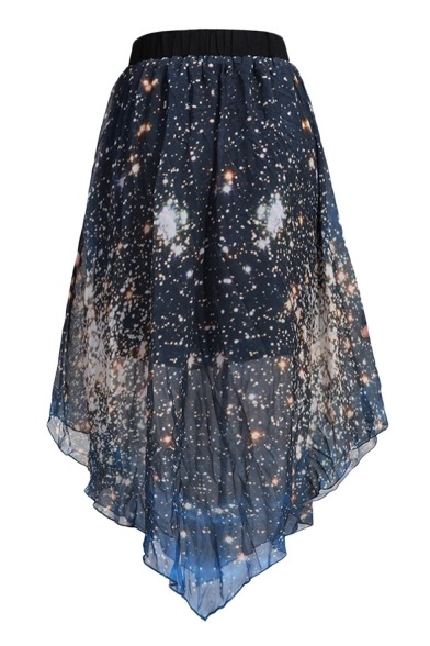 bluetyphooninternet: Pleated Chiffon Galaxy Cosmic Digital Printed Skirts.(under