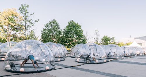 Welcome to the 21st Century Socially Distant Outdoor Yoga Domes Invade the Open Spaces of Toronto Co