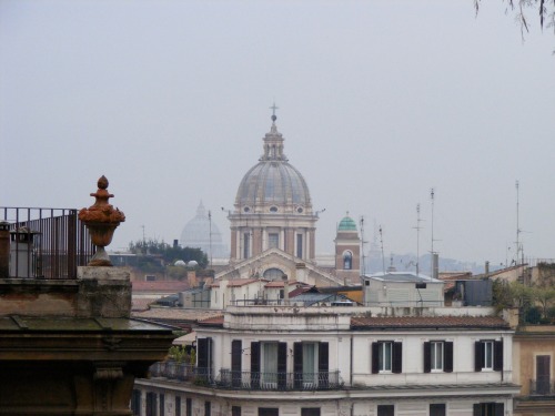 Looking out at Rome from the Spanish Steps.