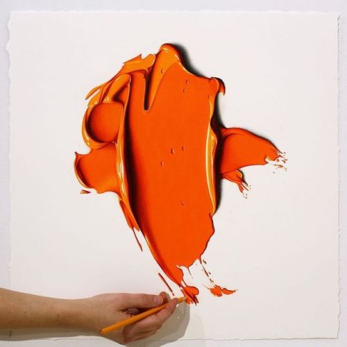 love-personal:Hyperrealist colored pencil drawings of giant dabs of thick oil paint created by 