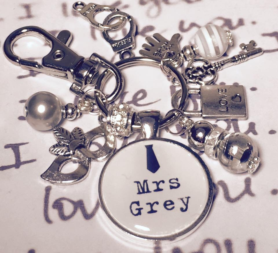 charms-from-a-crazy-llama:Mrs grey “50 shades of grey” inspired keyring/bag charm