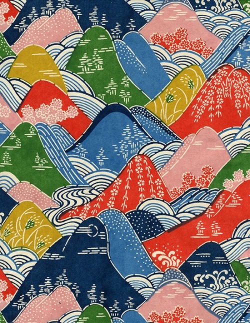 patternbase: Found Image: Japanese paper, printed mountains