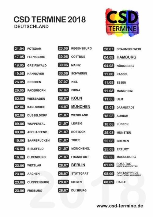 queer-ostfriesland: CSD Termine 2018 in Deutschland ️‍ Und in unserer Nachbarschaft gibt es soga