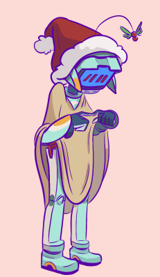 harkbus:  michysoong:  i drew a canti in festive outfit for joan for secret santa! happy holidays!  canti like one of the few robos i’m familiar with so hehehe love flcl  indefinite dark matter pours out of my mouth. gurgles. 