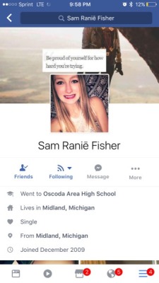 therealdeal1313:  Everyone meet Sam Fisher from Midland Michigan. Make her feel welcome.