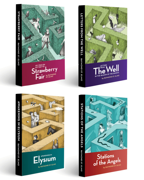 four covers illustrated by Virginia Mori for a series of novels by Raymond St. Elmo, with a fifth bo