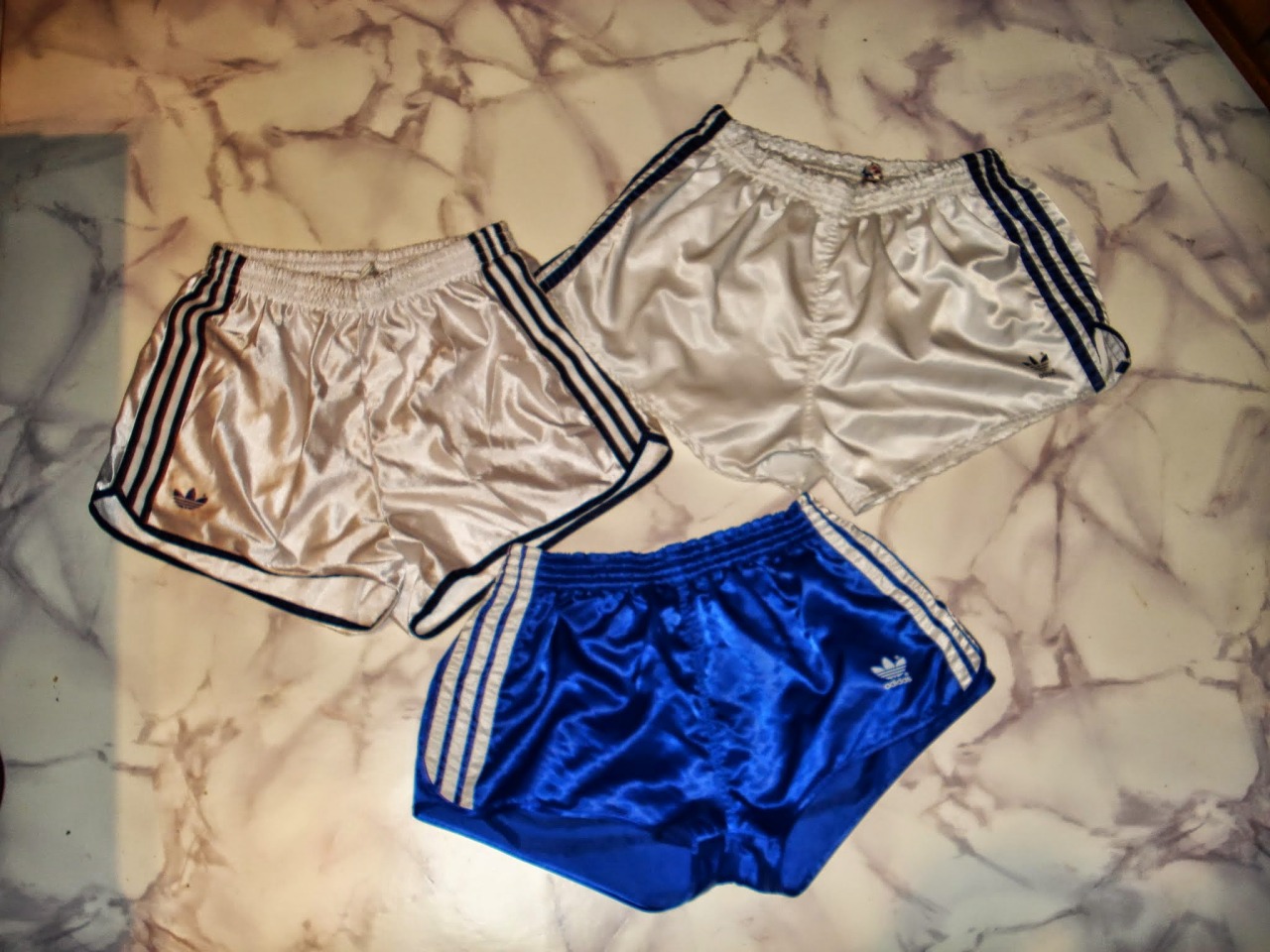 sportgearlover:3stripes nylon shiny adidas shorts set