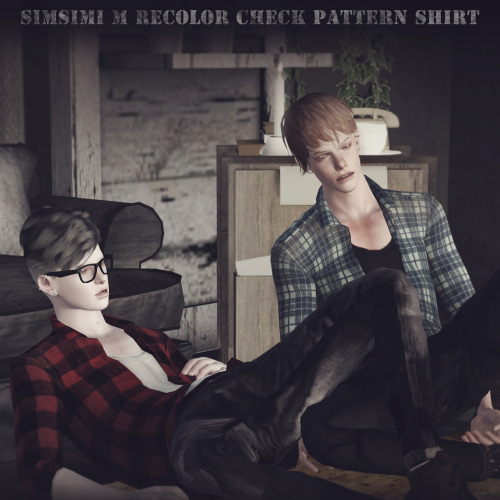 simsimi-only-mine:simsimi M recolor Check pattern Shirt mesh edit + retexture by simsimi Adult Mal