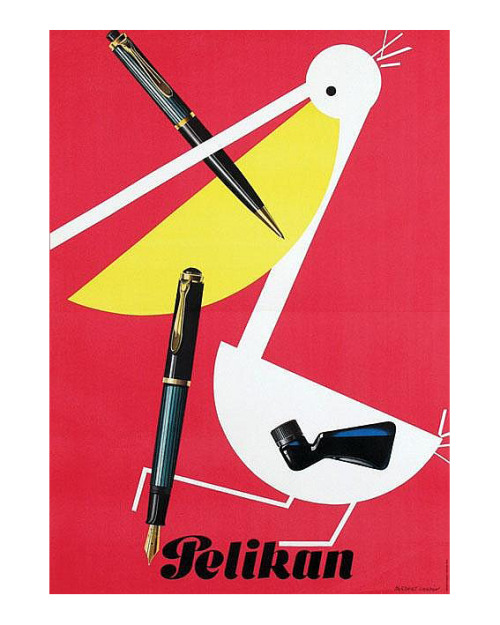 Herbert Leupin (1916-99), poster for german brand Pelikan, 1952.