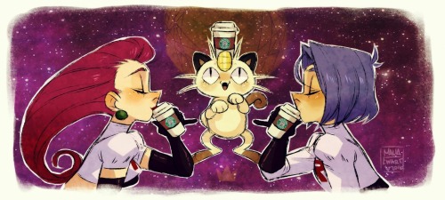 maliadoodles:  My fav baddies with my fav coffee~! x3 Sort of a little tribute piece I’ve been meaning to put together to honor and celebrate my Starbucks peeps for always being so fantastic! <3 (Seriously tho if I knew these awesome dorks in real