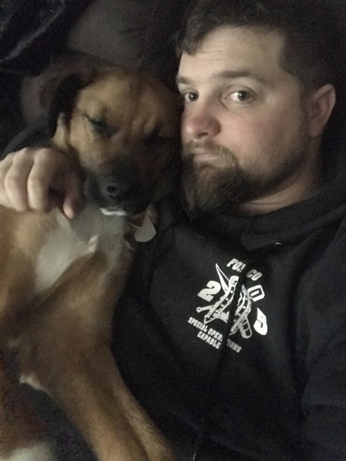 Porn Pics Cuddling the pup ❤️🐕