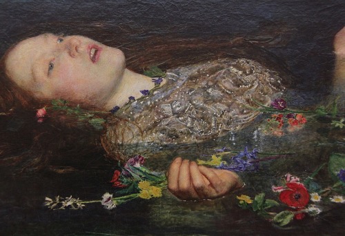 paintings-daily:‘Ophelia’ (detail) by Sir John Everett Millais (1851)