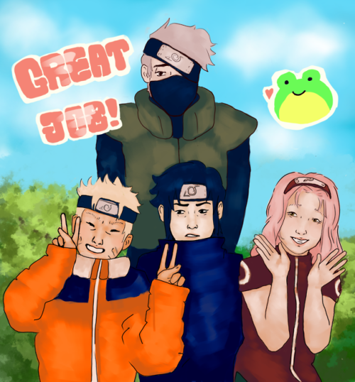 Nartober Day 1: TeamNaruto wanted a team photo after their mission to the Land of Waves. Some people