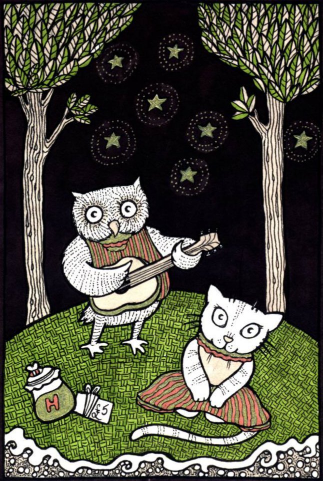 Owls are flying cats.
Illustration by ©Anita Inverarity