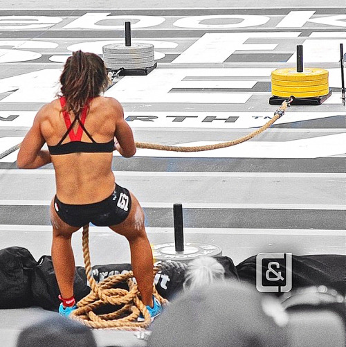 onlyfitgirls:  Lauren Fisher pulling that sled last weekend at the CF Games. By @cleanandjerky