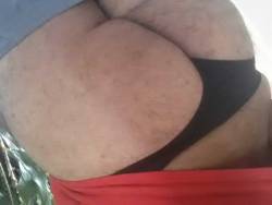 onemorepervert:  My upside down thonged booty.