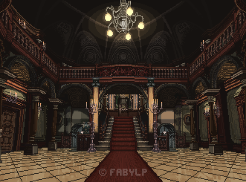 Spencer mansion hall, Resident evil 1. I recently replayed the game and felt the urge to redraw the 