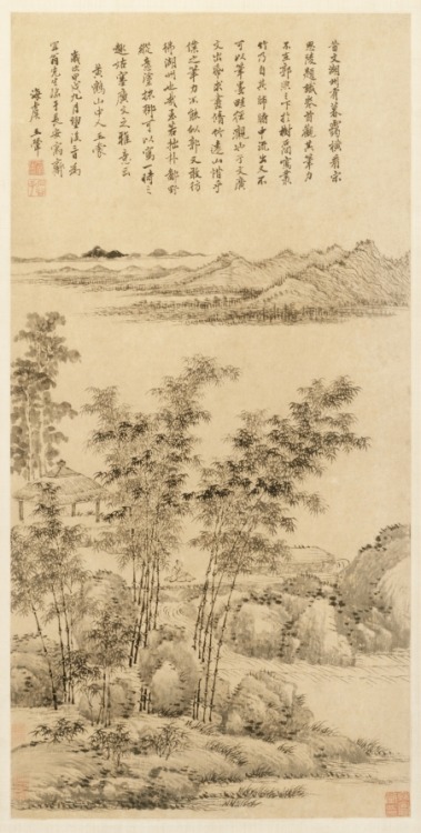 Tall Bamboo and Distant Mountains, after Wang Meng, Wang Hui, 1694, Cleveland Museum of Art: Chinese
