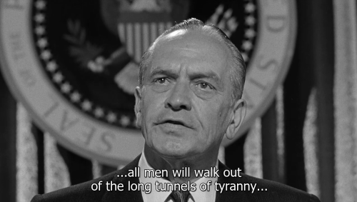 rachelmygod:Fredric for President!Seven Days in May (John  Frankenheimer, 1964)