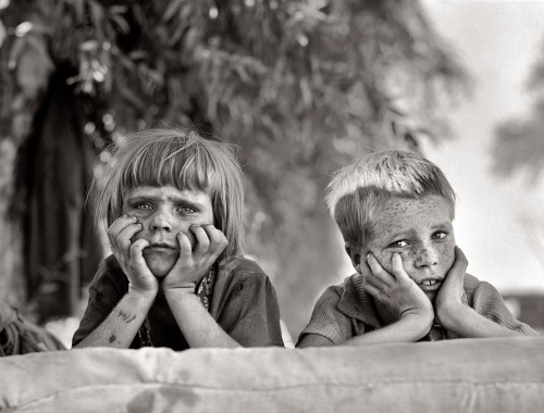  Dust Bowl Kids 1936 Children of Oklahoma drought, refugees in migratory camp in California.“ 