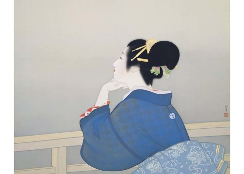 japaneseaesthetics:© Uemura Shoen, Woman Waiting for the Moon to Rise, Nihonga Painting, 1944, Adach