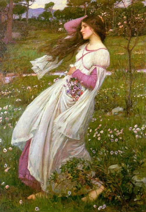 Windflowers (1902), by J.W. Waterhouse This nymph has picked her flowers from a field of anemones, w