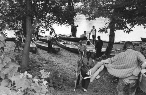 The Student Activities Board packs up camp after a weekend spent camping and canoeing their way down