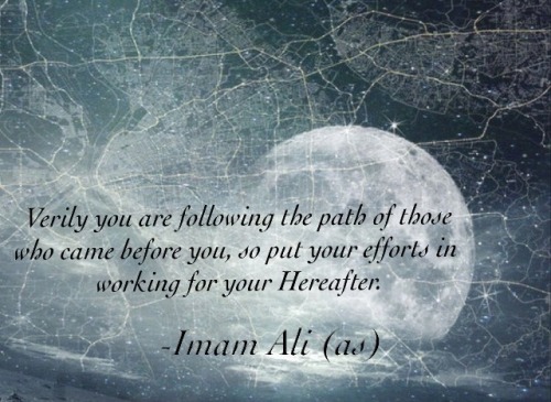 Verily you are following the path of those who came before you, so put your efforts in working for y