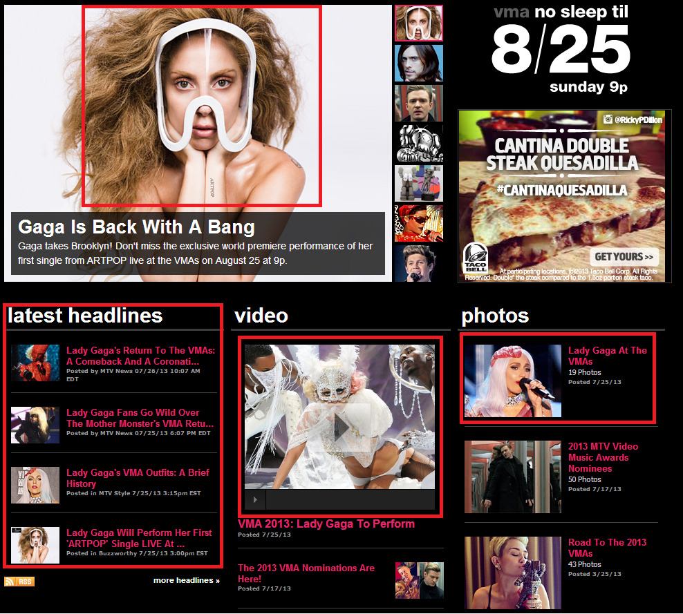 ratchetxslut:  GAGA SLAYING THE VMA PAGE RN SORRY NO ROOM FOR YOUR FAV http://www.mtv.com/ontv/vma/