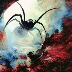  lotr meme: six creatures | Ungoliant [and the giant spiders]  “And still she thirsted, and going to the Wells of Varda she drank them dry; but Ungoliant belched forth black vapours as she drank, and swelled to a shape so vast and hideous that