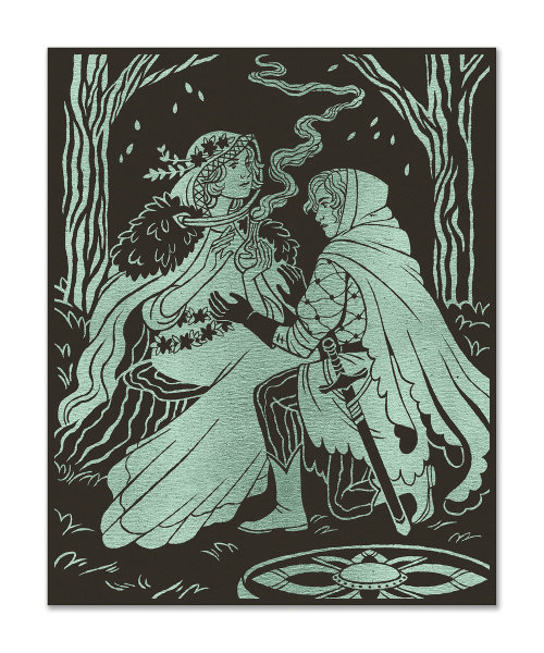 A traveler accepts a dubious luck potion from a forest witch in my piece for the Light Grey Art Lab’