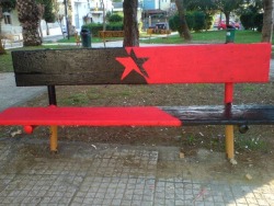 fromgreecetoanarchy:  Anarchist park bench in Peristeri, Greece 