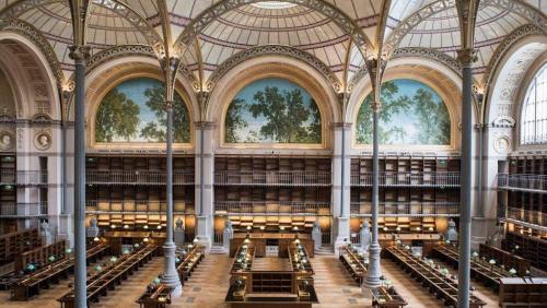 versaillesadness:The recently renovated Richelieu Library in Paris has a brilliant architecture  . .