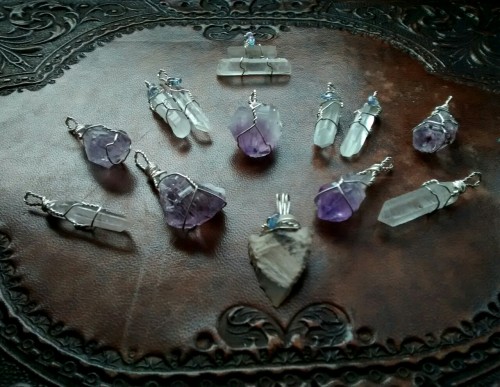 clear quartz point, raw amethyst and agate arrowhead, some with tanzanite aura quartz crystal bead. 