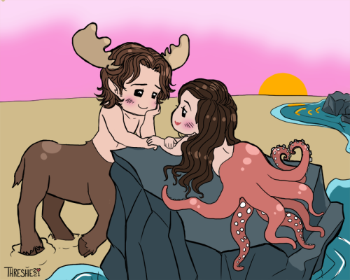 A Saileen fantasy commission for the wonderful @petrichoravellichor &ndash; thank you! ♥ Moose!Sam a